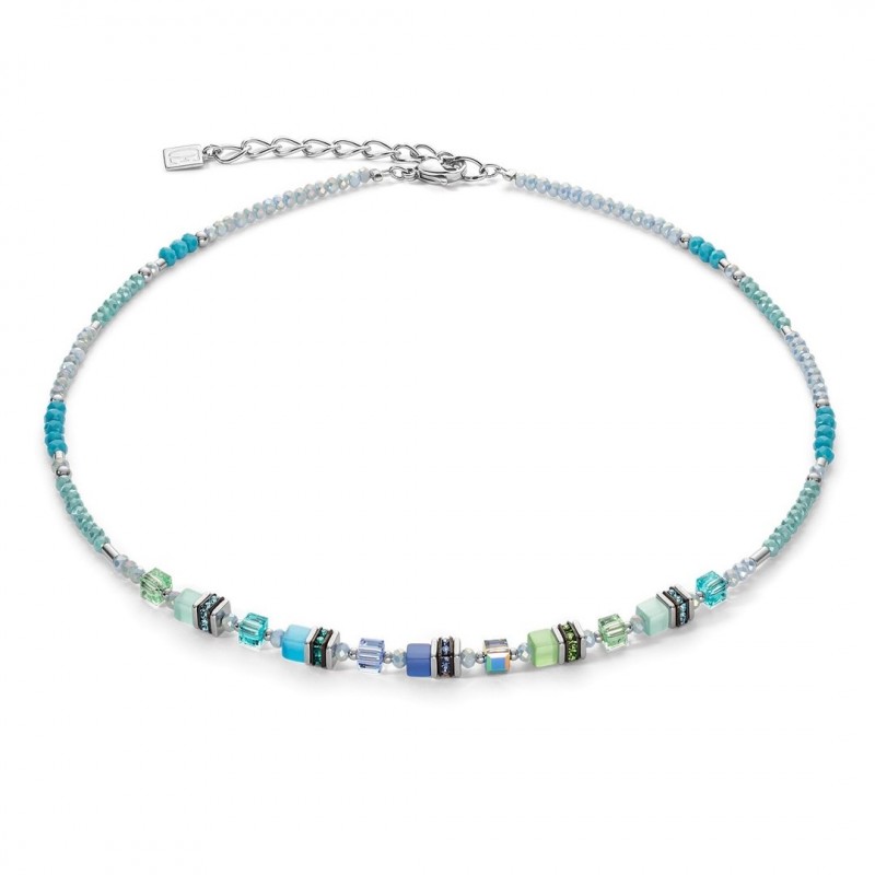 Cœur de Lion Collier Femme Acier Cubes Bleu Et Vert 4562/10-0705 Cœur de Lion Collier Femme Acier Cubes Bleu Et Vert 4562/10-0705