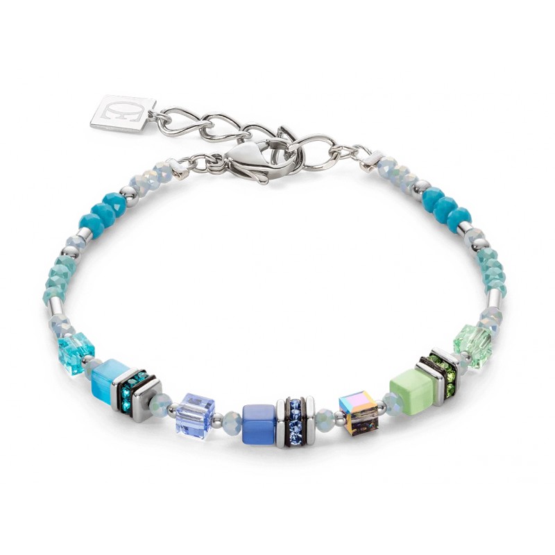 Cœur de Lion Bracelet Femme Acier Cube Bleu Et Vert 4562/30-0705 Cœur de Lion Bracelet Femme Acier Cube Bleu Et Vert 4562/30-0705