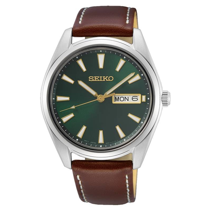 Seiko Montre Homme Acier Cuir Marron SUR449P1 Seiko Montre Homme Acier Cuir Marron SUR449P1