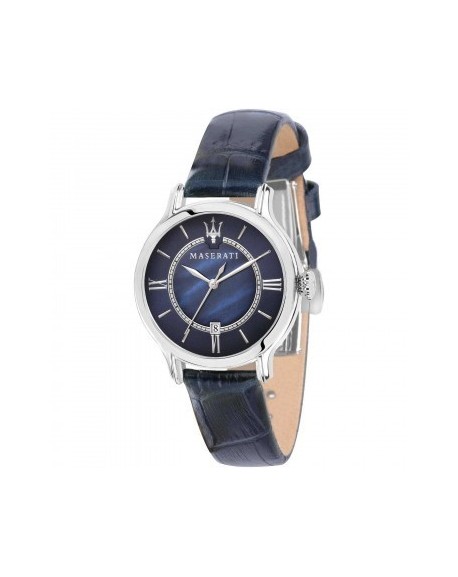 Montre Femme Maserati Epoca Dateur cadran Bleu bracelet Cuir Bleu-R8851118502