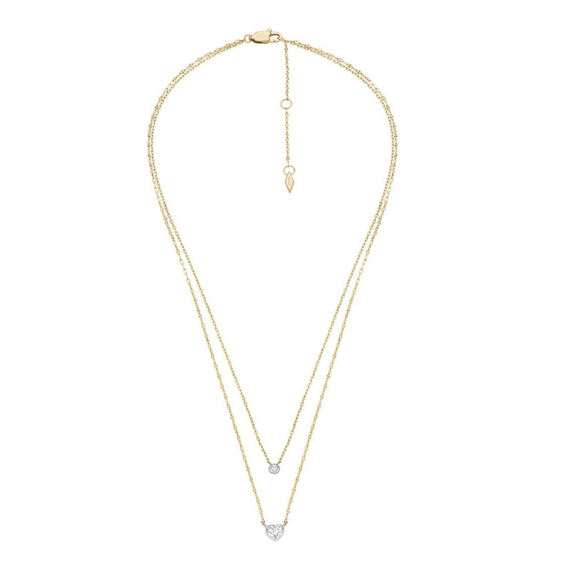 Fossil Femme Collier Chaine Double Acier Bicolore Et Strass JF04357998 Fossil Femme Collier Chaine Double Acier Bicolore Et Strass JF04357998