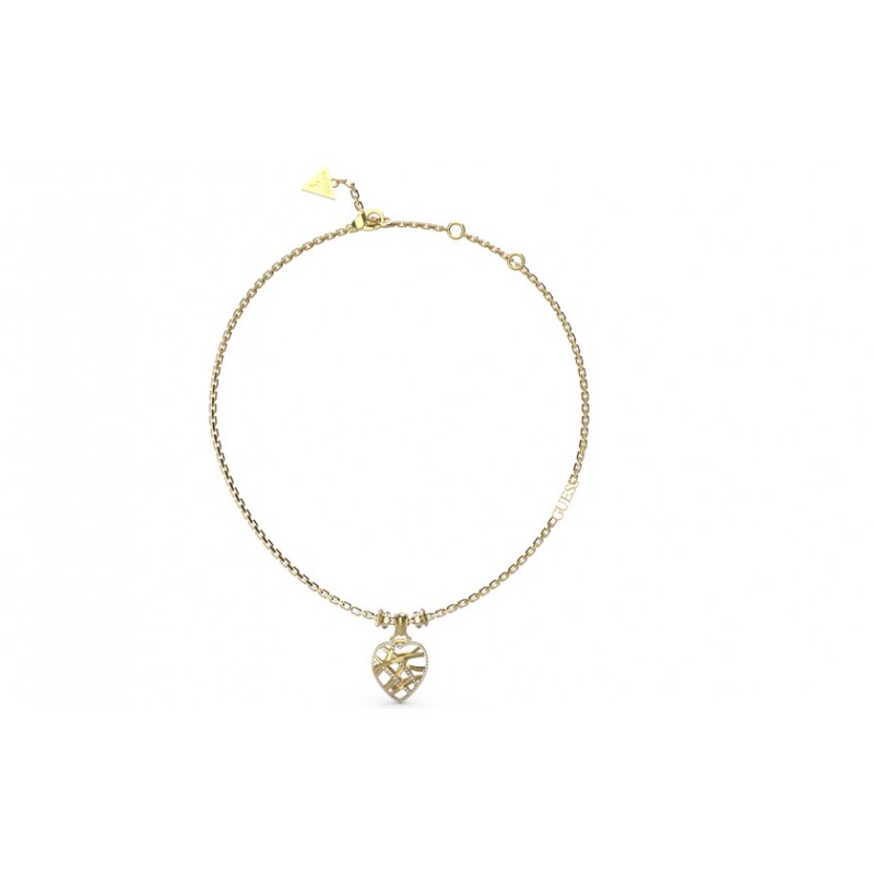 Guess Heart Cage Collier Femme Acier Doré JUBN03099JWYG Guess Heart Cage Collier Femme Acier Doré JUBN03099JWYG