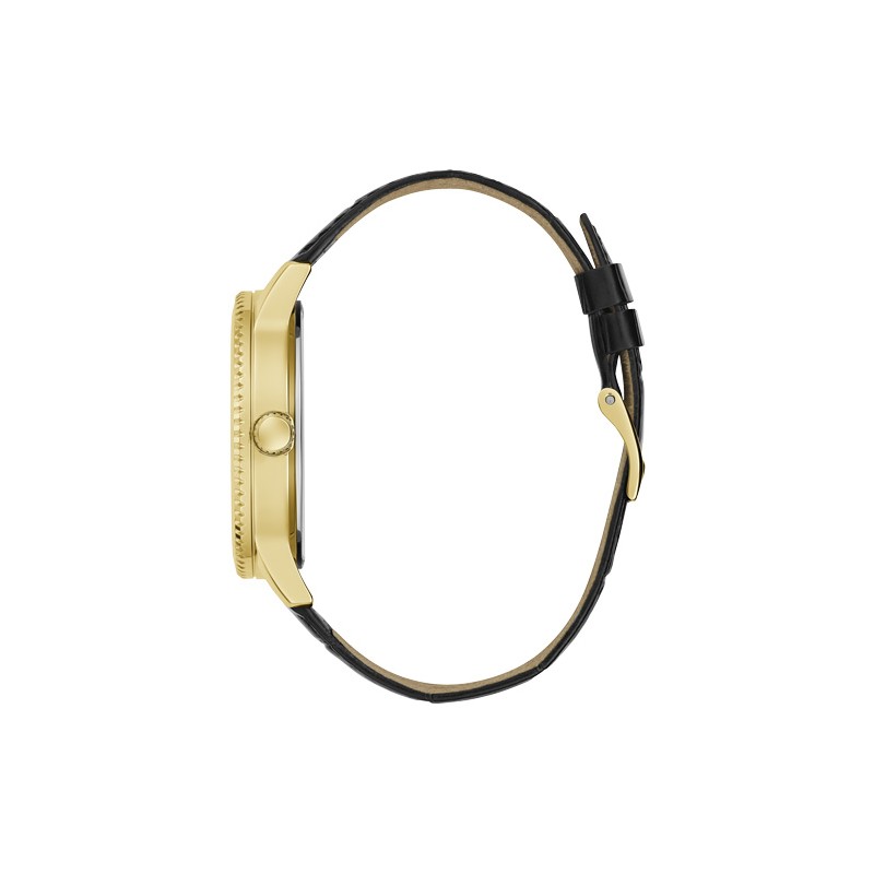 Montre Guess Pour Homme Ou Femme - Acier Inoxydable Avec Bracelet Cuir Noir - Neuve