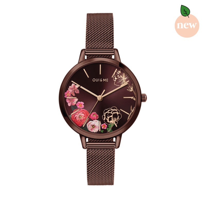 Oui & Me Fleurette Montre Femme Acier Marron Milanais ME010364 Oui & Me Fleurette Montre Femme Acier Marron Milanais ME010364