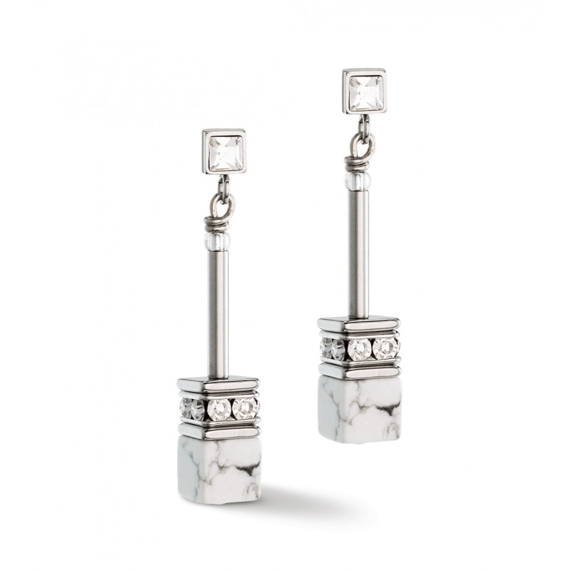 Cœur de Lion Boucles D'Oreilles Femme Acier Et Cube Blanc 3035/21-1400 Cœur de Lion Boucles D'Oreilles Femme Acier Et Cube Blanc 3035/21-1400