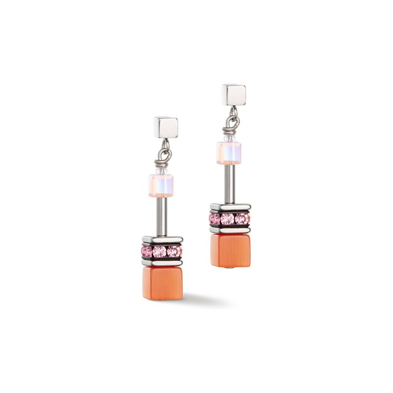 Cœur de Lion Boucles D'Oreilles Femme Acier Et Cube Orange 3339/21-0319 Cœur de Lion Boucles D'Oreilles Femme Acier Et Cube Orange 3339/21-0319