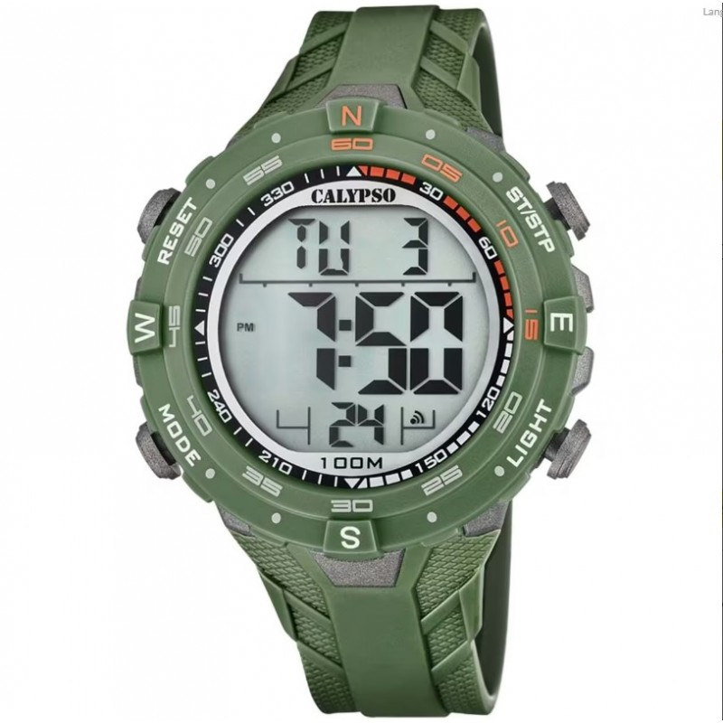 Calypso Montre Homme Digital Chrono Silicone Vert K5838/1