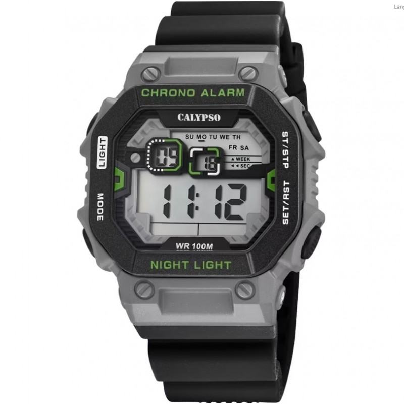 Calypso Montre Homme Digital Chrono Silicone Noir K5842/3 