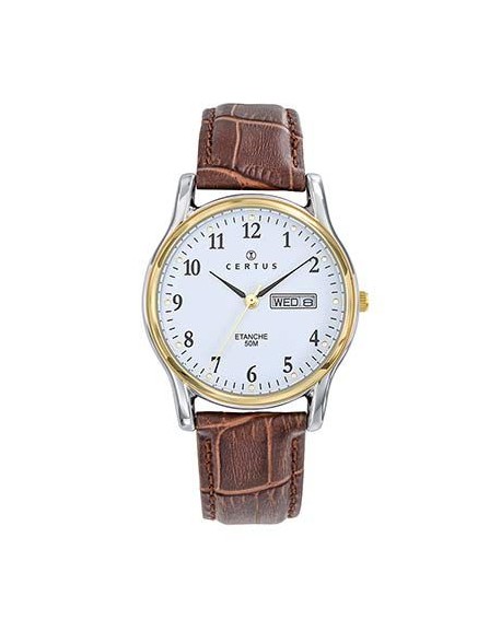 Certus Montre Homme Acier Bicolore Cuir Marron 611302