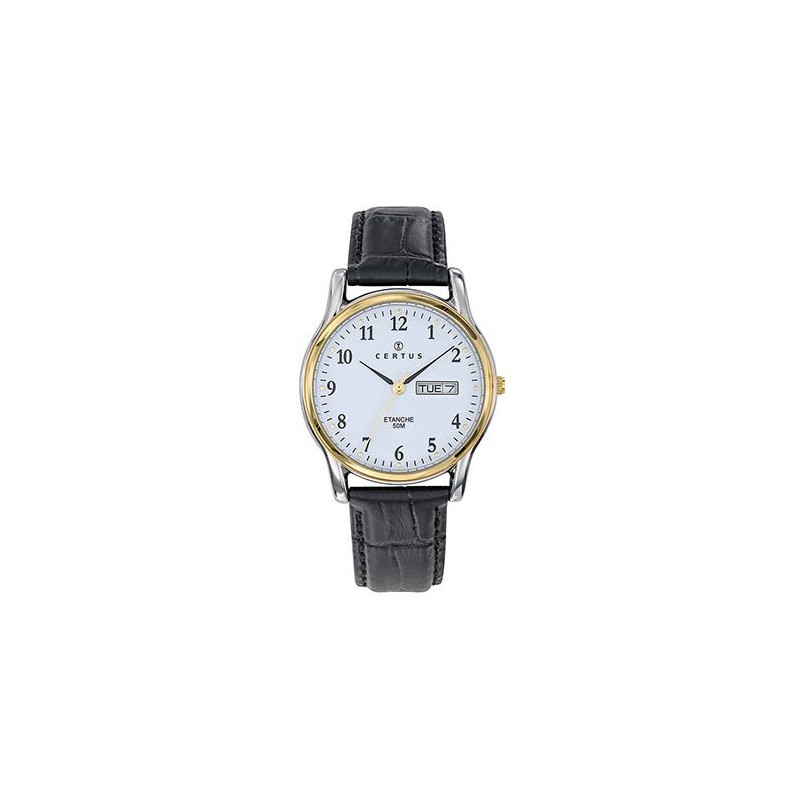Certus Montre Homme Acier Bicolore Cuir Noir 611303 Certus Montre Homme Acier Bicolore Cuir Noir 611303