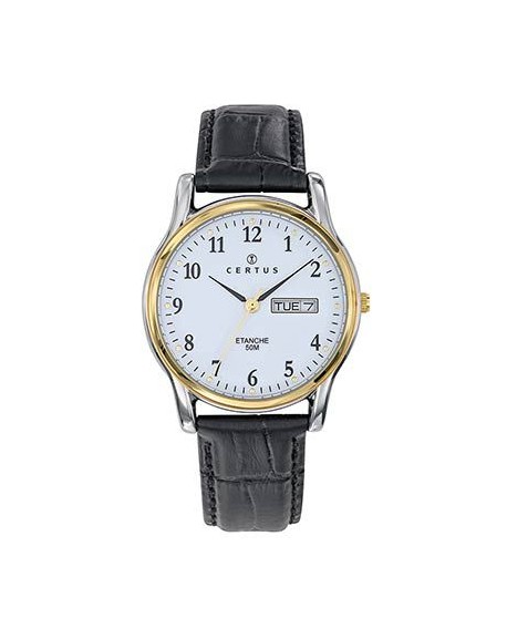 Certus Montre Homme Acier Bicolore Cuir Noir 611303