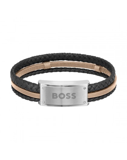 Boss Bracelet Homme Acier Et Cuir Bicolore 1580423