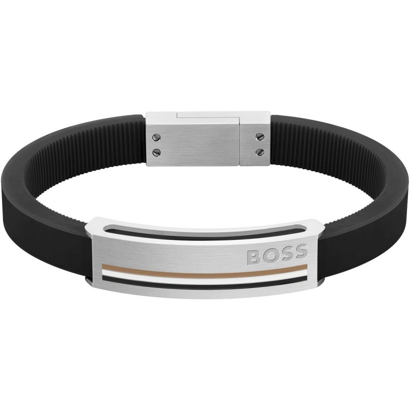 Boss Bracelet Homme Acier Et Silicone Noir 1580364M Boss Bracelet Homme Acier Et Silicone Noir 1580364M