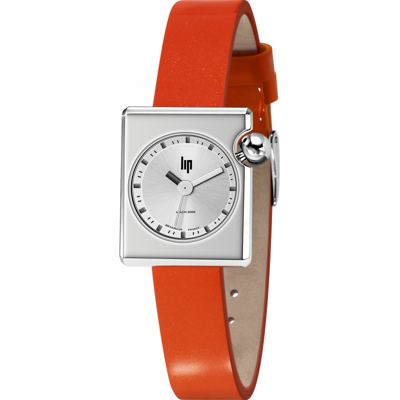 LIP Mach 2000 Mini Square Montre Femme Acier Cuir Orange 671175 LIP Mach 2000 Mini Square Montre Femme Acier Cuir Orange 671175