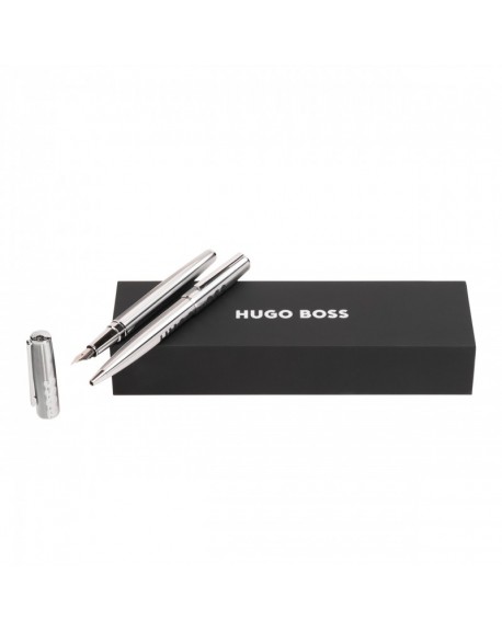 Hugo Boss Parure Label Chrome (stylo bille & stylo plume) HPBP209B