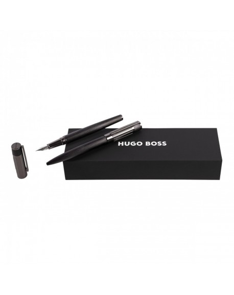 Hugo Boss Parure Gear Ribs Black (stylo bille & stylo plume) HPBP306A