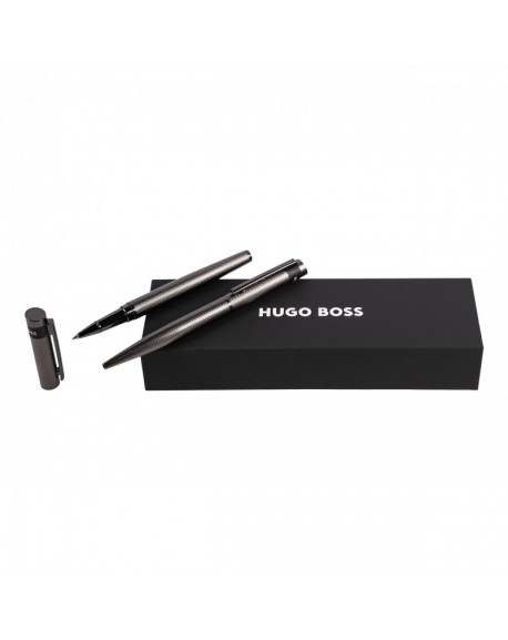 Hugo Boss Parure Loop Diamond Gun (stylo bille & stylo roller) HPBR367D