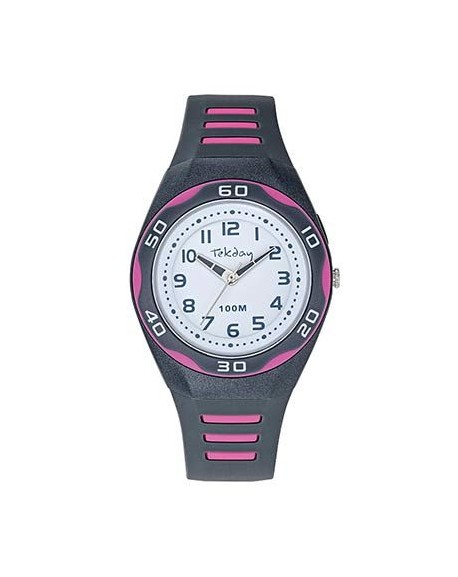 Tekday Montre Junior Silicone Gris Et Rose 654826