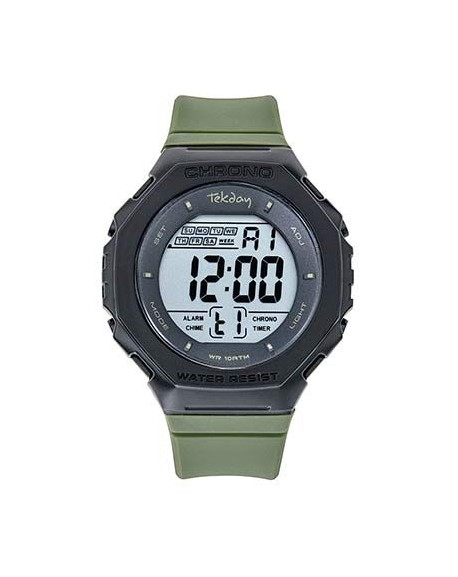 Tekday Montre Homme Résine Noire Silicone Vert 656213