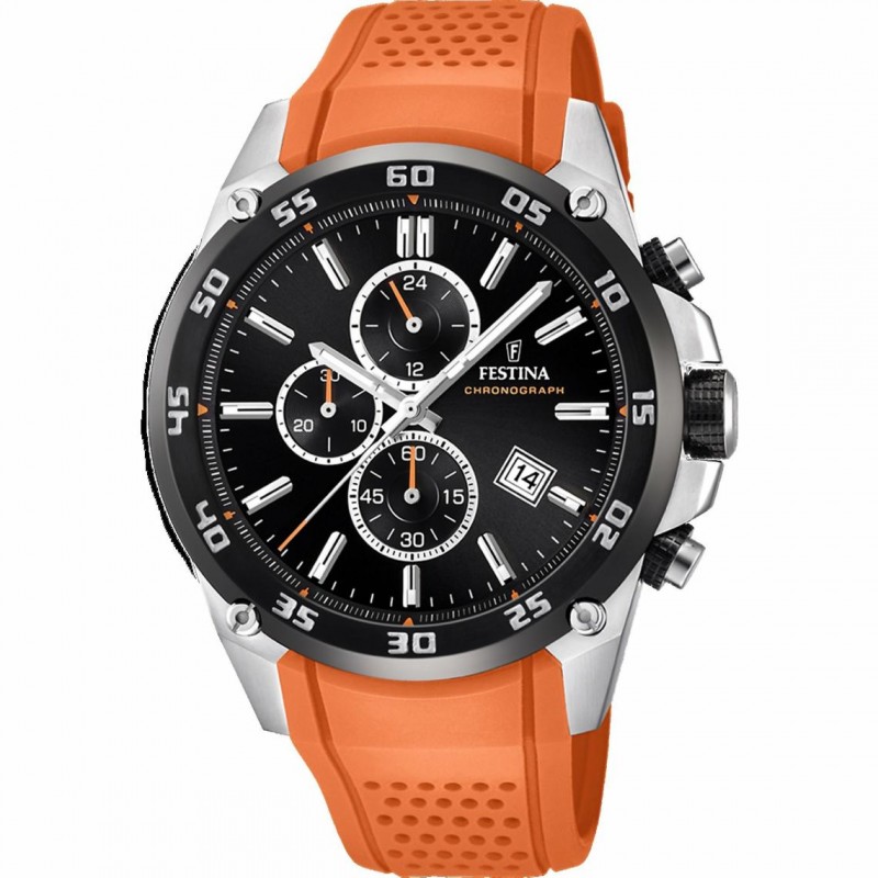 Festina The Originals Montre Homme Chrono Acier Silicone Orange F20330/4 Festina The Originals Montre Homme Chrono Acier Silicone Orange F20330/4