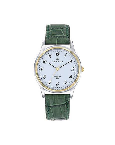 Certus Montre Homme Acier Bicolore Cuir Vert 611239