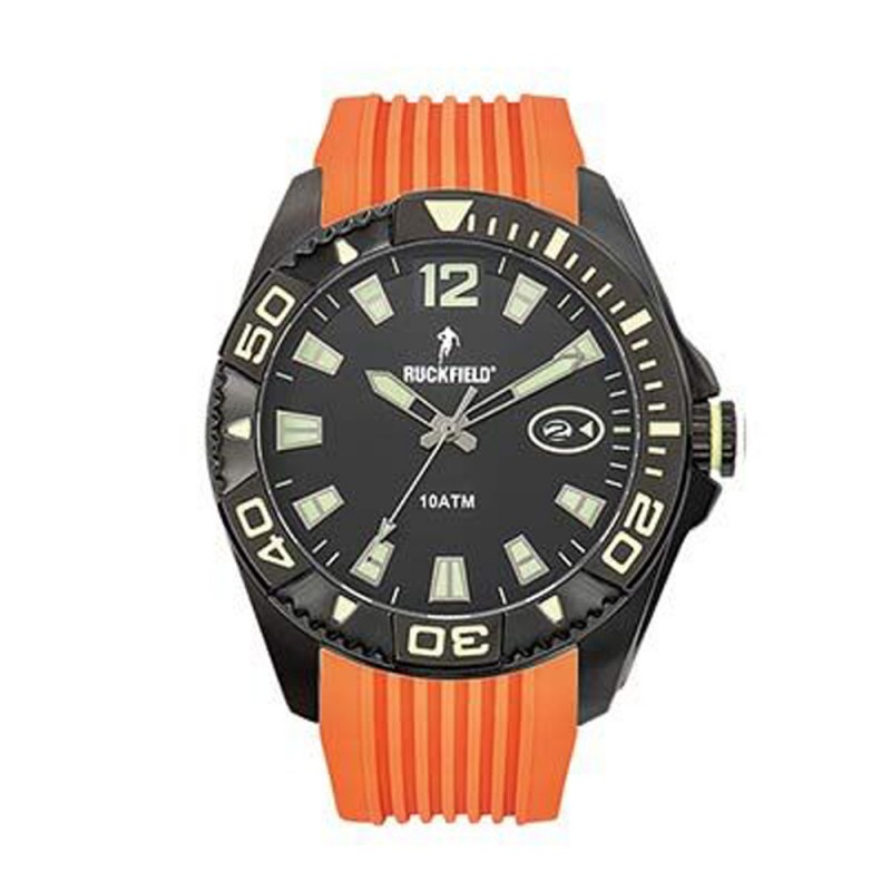 Ruckfield Montre Homme Acier Noir Silicone Orange 685150