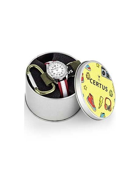 Certus Coffret Montre Junior Cuir Synthétique Rouge Et Blanc 647020