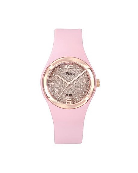 Tekday Montre Femme Silicone Rose 654867