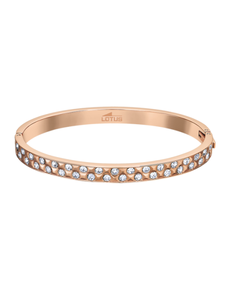 Lotus Style Bracelet Jonc Femme Acier Doré Rose Et Strass - LS2273-2/3