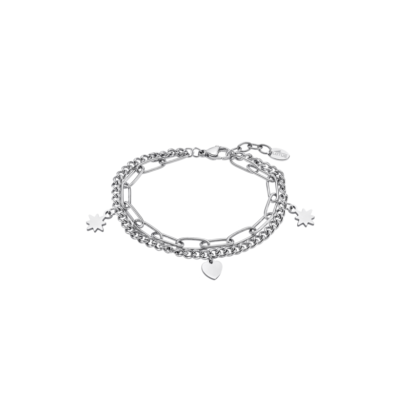 Lotus Style Bracelet Femme Double Chaine Acier Et Breloques - LS2313-2/1 Lotus Style Bracelet Femme Double Chaine Acier Et Breloques - LS2313-2/1