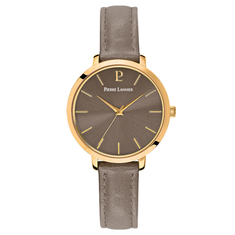 Pierre Lannier Chouquette Montre Femme Acier Doré Cuir Marron 038J530 Pierre Lannier Chouquette Montre Femme Acier Doré Cuir Marron 038J530