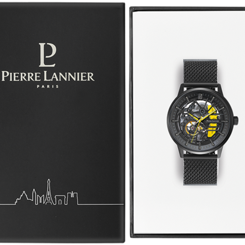 Montre automatique Paddock Jaune Racing Bracelet Cuir Fabriqué en