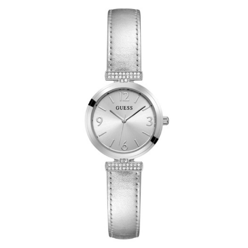 Guess Array Montre Femme Acier Cuir Argenté GW0614L1
