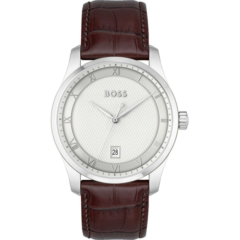 Boss Principle Montre Homme Acier Cuir Marron 1514114