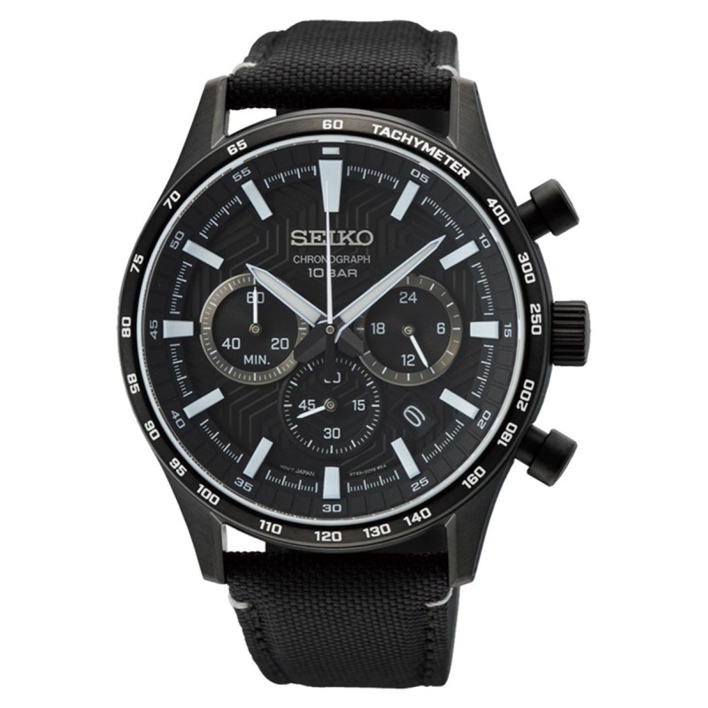 Seiko Neo Sport Montre Homme Chrono Acier Nylon Noir SSB417P1