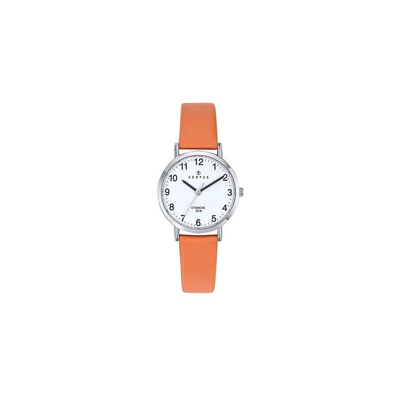 Certus Montre Femme Acier Cuir Orange 644449