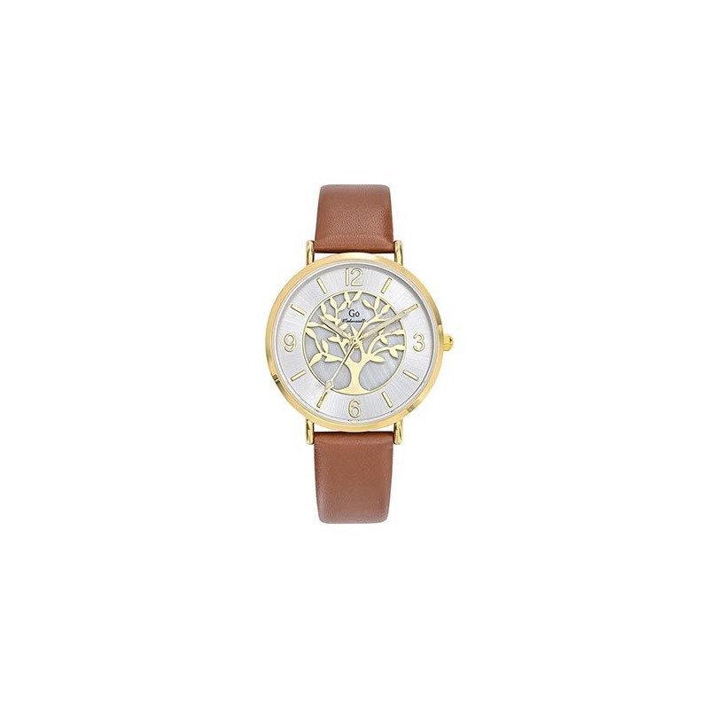Go Girl Montre Femme Acier Doré Cuir Marron 699504