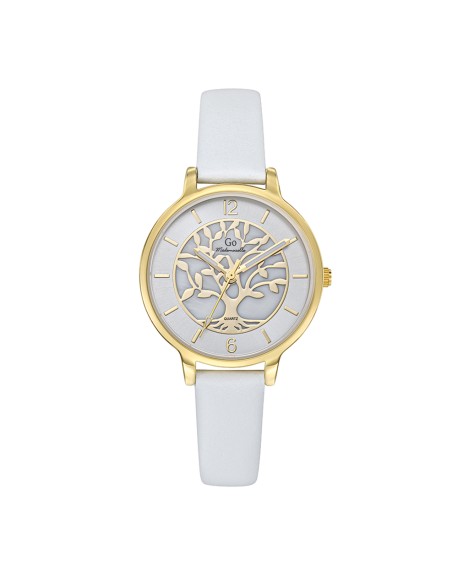 Go Girl Montre Femme Acier Doré Cuir Blanc 699524