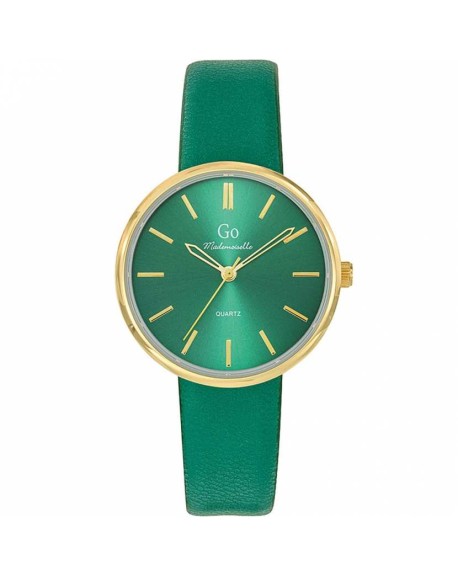 Go Girl Montre Femme Acier Doré Cuir Vert 699530