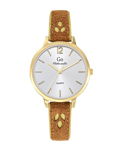 Go Girl Montre Femme Acier Doré Cuir Marron 699554