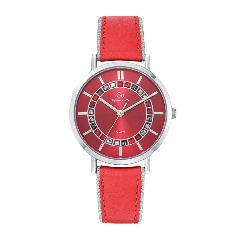 Go Girl Montre Femme Acier Cuir Rouge 699555