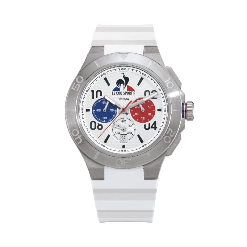 Le Coq Sportif Intégrée Montre Homme Chrono Acier Silicone Blanc LC37631A331CW