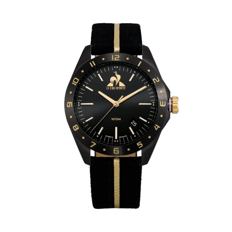 Le Coq Sportif Coq D'Or Montre Homme Acier Noir Tissu Noir Et Doré LC12241NT14 Le Coq Sportif Coq D'Or Montre Homme Acier Noir Tissu Noir Et Doré LC12241NT14