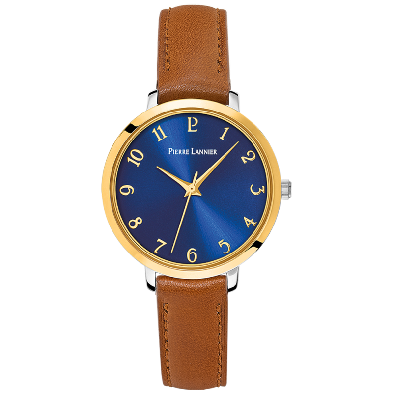 Pierre Lannier Chouquette Montre Femme Acier Bicolore Cuir Marron 046H764 Pierre Lannier Chouquette Montre Femme Acier Bicolore Cuir Marron 046H764