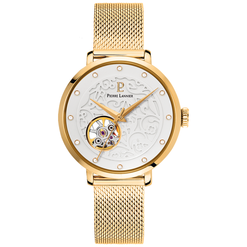 Pierre Lannier Eolia Automatic Montre Femme Acier Doré Milanais 310F502 Pierre Lannier Eolia Automatic Montre Femme Acier Doré Milanais 310F502