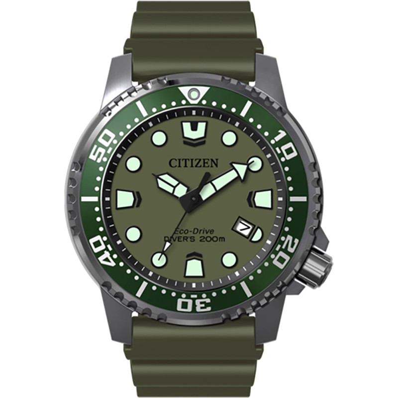 Citizen Montre Homme Eco Drive Promaster Acier Noir Silicone Vert BN0157-11X Citizen Montre Homme Eco Drive Promaster Acier Noir Silicone Vert BN0157-11X