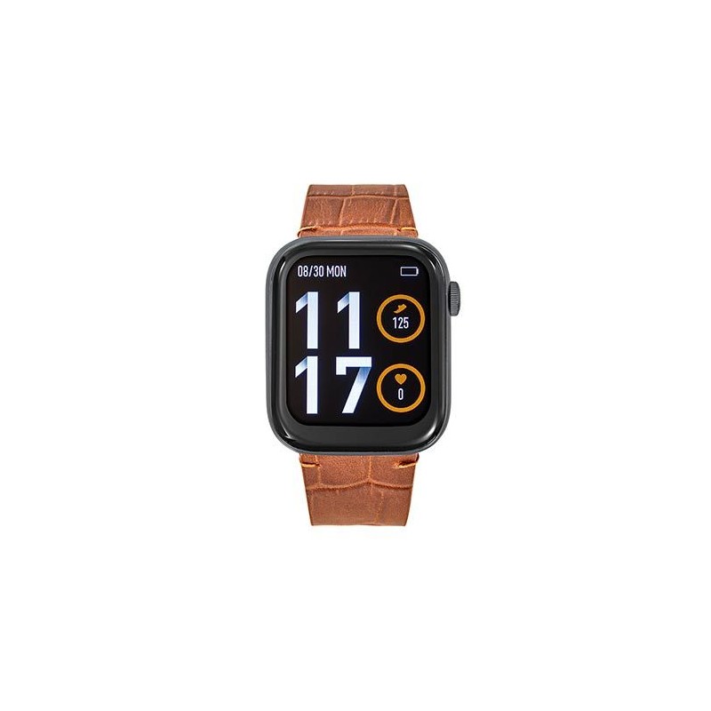 Tekday Montre Connectée Mixte Acier Noir Cuir Marron 656522 Tekday Montre Connectée Mixte Acier Noir Cuir Marron 656522