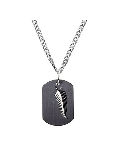 All blacks Collier Homme Acier Avec Plaque Noire 682308