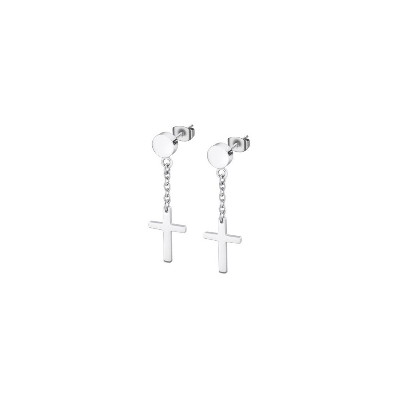 Lotus Style Boucles D'Oreilles Homme Acier Pendante Et Croix - LS2175-4/1