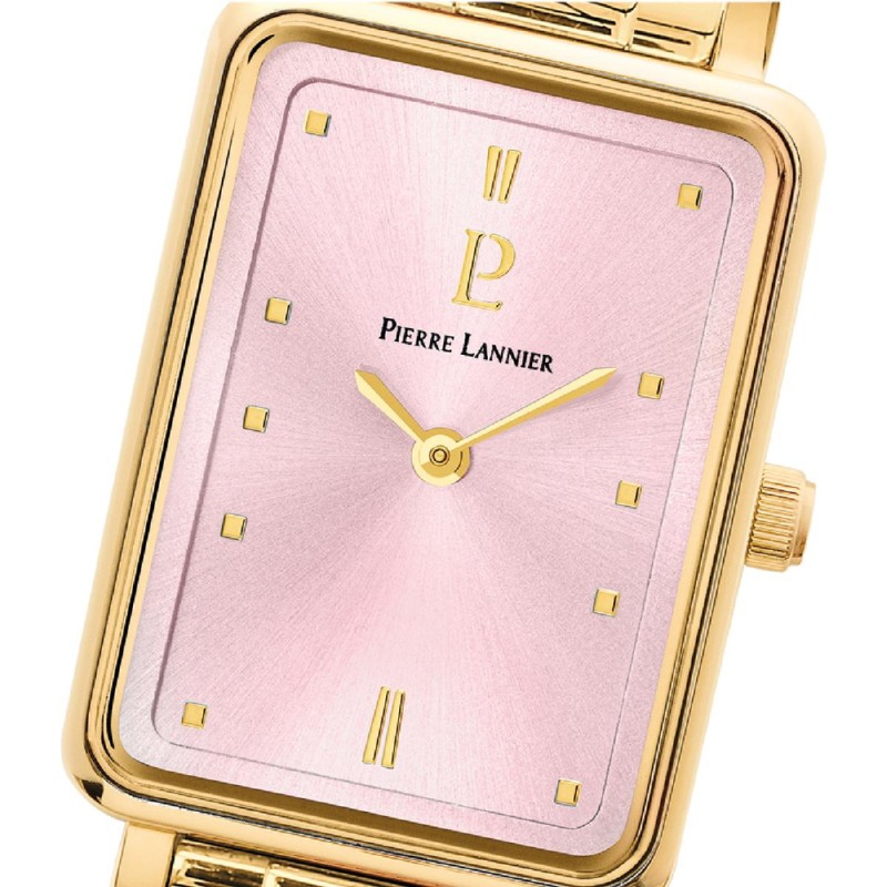 Montre Femme Pierre Lannier Dorée à Quartz - Cadran Chocolat, Bracelet Cuir Marron - Occasion (années 2000)